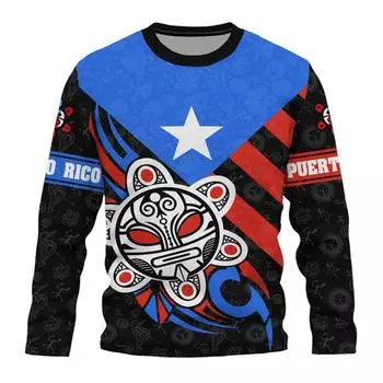 Футболка с графическим принтом флага Пуэрто-Рико для мужчин, футболка с длинным рукавом с принтом в виде 3D-принтера в стиле Пуэрто-Рико, спортивная футболка с круглым вырезом, свободные уличные футболки S
