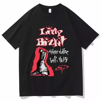 Футболка с графическим принтом группы Limp Bizkit, хип-хоп, для мужчин и женщин, хлопковая, с коротким рукавом, повседневная, свободного покроя, уличные футболки, топы XS чёрный