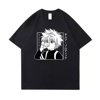 Футболка с графическим принтом Killua Zoldyck унисекс, летняя, повседневная, с круглым вырезом, коротким рукавом, в уличном стиле, модная футболка в стиле аниме S