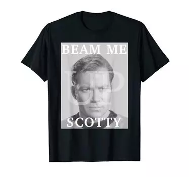 Футболка с графическим принтом Kirk Beam Me Up из сериала «Звездный путь» чёрный