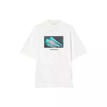 Футболка с графическим принтом Palm Angels Miami, белая, женская, уличная, PWAA017S23JER0020184 XS