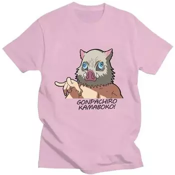 Футболка с графическим принтом в стиле аниме «Убийца демонов» Kimetsu No Yaiba Hashibira Inosuke Футболка женская с забавным принтом Футболки повседневные S