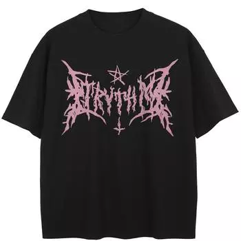 Футболка с графическим принтом в стиле уличной моды, хлопковая, Y2K, унисекс, топы, футболки, летние футболки с короткими рукавами M розовый