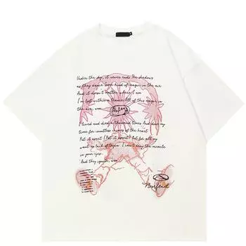 Футболка с графическим принтом в уличном стиле, хлопковая футболка, унисекс, топы, футболки, летняя футболка с короткими рукавами S чёрный