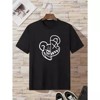 Футболка с графическим принтом в виде мультфильма для женщин, повседневная, с круглым вырезом, коротким рукавом, модные летние футболки, топы, обычные и большие футболки M