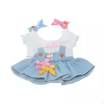 Футболка с изображением 4 кукол с заколкой-бантом для волос, одежда ручной работы для роста 15-17 см на День благодарения