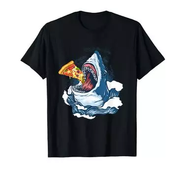 Футболка с изображением акулы и пиццы Shark Goods Jaws чёрный