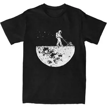 Футболка с изображением астронавта «Коси Луну» Забавные космические футболки в стиле хиппи Классическая футболка с коротким рукавом Летняя хлопковая одежда S