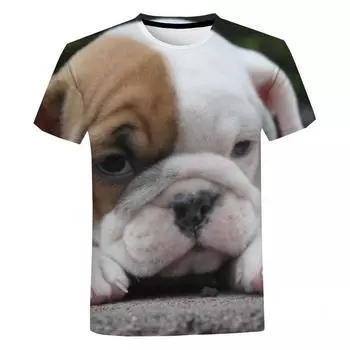 Футболка с изображением бульдога для женщин и мужчин, футболки с рисунком животных, милые собаки, 3D краска, повседневные футболки с короткими рукавами в стиле Харадзюку 6XL