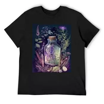 Футболка с изображением бутылки с зельем в стиле ведьмовской пастели готики, топы, симпатичная одежда для мальчиков, принт с животными, корейская мода, свободная футболка для мужчин S белый