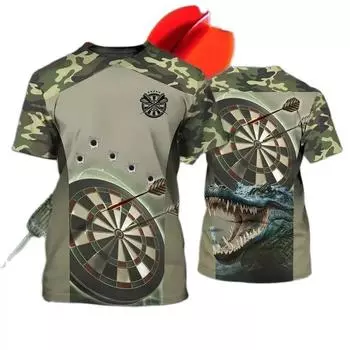 Футболка с изображением дартса и рулетки, мужская, для бара, клуба, спорта, вечеринок, соревновательных игр, с круглым вырезом, коротким рукавом, быстросохнущая, большого размера, 3D, модный топ S