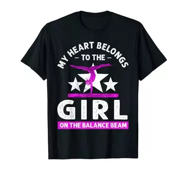 Футболка с изображением девочки-гимнастки на бревне «Папа-мама» чёрный