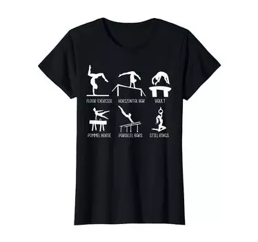 Футболка с изображением гимнастического бревна и акробатического танца «Гимнастика» чёрный