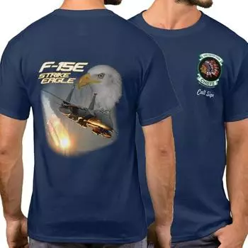 Футболка с изображением истребительной эскадрильи ВВС США F-15E Strike Eagle 335th Chiefs , новая, повседневная, с коротким рукавом, летняя мужская футболка из 100% хлопка с круглым вырезом S