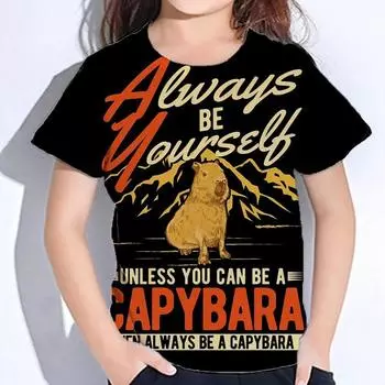 Футболка с изображением капибары «Все лучше» для детей, футболки с героями мультфильмов, детская одежда с коротким рукавом для мальчиков и девочек, модная уличная одежда 100