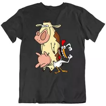 Футболка с изображением коровы и курицы, забавная анимационная футболка с изображением суперкоровы и ТВ S
