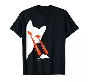 Футболка с изображением кота с лазерными глазами чёрный