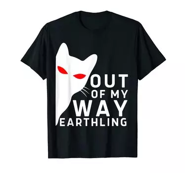 Футболка с изображением кота с лазерными глазами чёрный