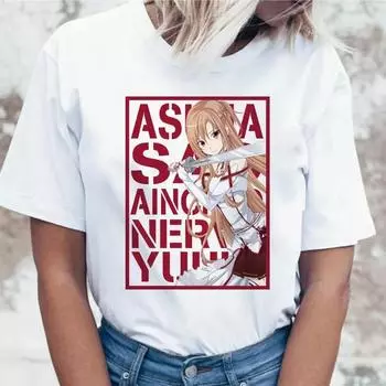 Футболка с изображением меча онлайн, женская забавная футболка с графическим рисунком, женская футболка в стиле Харадзюку