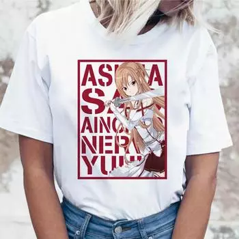 Футболка с изображением меча онлайн, женская забавная футболка с графическим рисунком, женская футболка в стиле Харадзюку XL белый