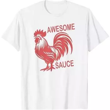 Футболка с изображением петуха и потрясающего соуса S белый