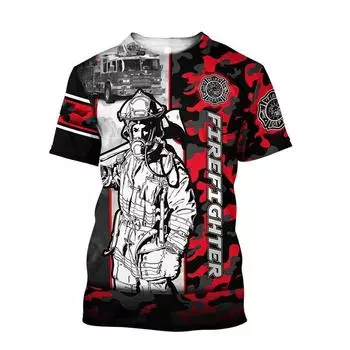 Футболка с изображением пожарного, напечатанная цифровым способом, с индивидуальным дизайном одежды S