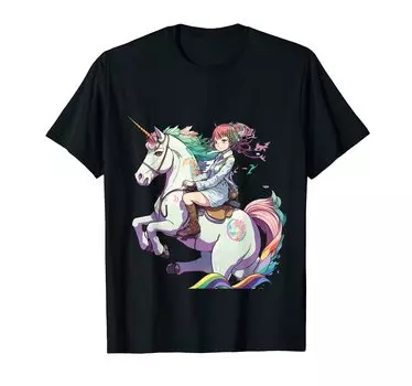 Футболка с изображением японского аниме-монстра-единорога «Манга»