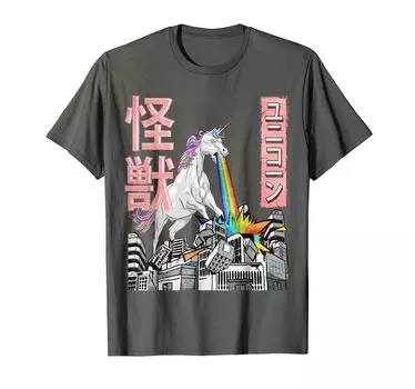 Футболка с изображением японского аниме-монстра-единорога «Манга»
