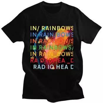 Футболка с изображением рок-группы Radiohead Music Album In Rainbows, мужская хип-хоп уличная одежда, готическая хлопковая стильная футболка с рисунком S