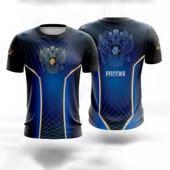 Футболка с изображением российского герба для мужской одежды, камуфляжная спортивная одежда для активного отдыха, футболки, национальная гордость, короткий рукав, топ 2025 S