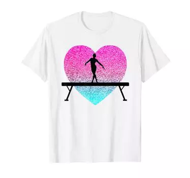 Футболка с изображением сердца для гимнастического бревна белый