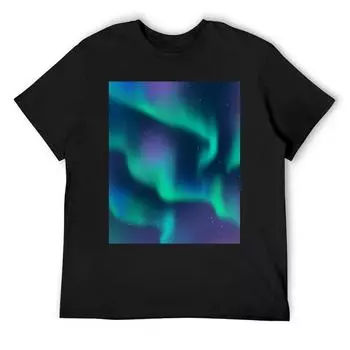 Футболка с изображением северного сияния Aurora Borealis, фигурки аниме для мальчиков, спортивные фанаты, мужские футболки, высокое качество S белый