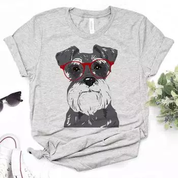 Футболка с изображением шнауцера женская аниме футболки женская смешная уличная одежда S