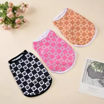 Футболка с изображением собаки и кошки, летняя дышащая жилетка, одежда для маленьких и средних собак, кошек, мягкий и уютный костюм с отпечатками лап щенка, пальто для чихуахуа и мопса XS