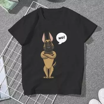 Футболка с изображением собаки малинуа No Tshirt Homme Женская уличная одежда унисекс полиэстер Blusas Футболка для женщин S чёрный