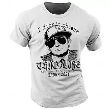 Футболка с изображением Трампа, флага США, ретро, винтажная, повседневная, мужская, 3D-принт, футболка, уличная, повседневная, барная, с круглым вырезом, одежда на весну и лето S