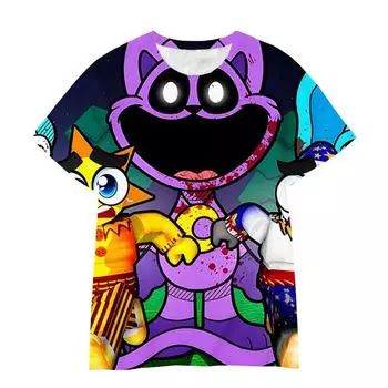 Футболка с изображением улыбающихся зверьков, детская мода, 3D-принт, повседневный детский подарок на день рождения, детская одежда, детские футболки с коротким рукавом 100