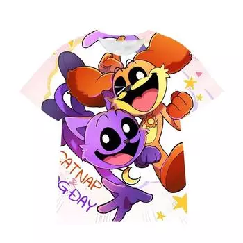 Футболка с изображением улыбающихся зверьков, детская мода, 3D-принт, повседневный детский подарок на день рождения, детская одежда, детские футболки с коротким рукавом 110