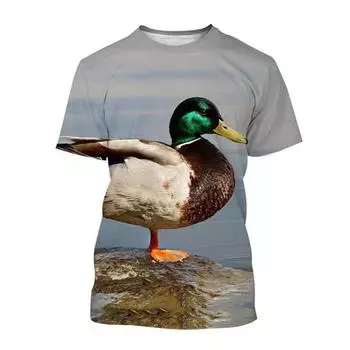 Футболка с изображением утки-животного для мужчин, 3D-принт, свободные футболки с коротким рукавом, уличная одежда, летняя новая свободная футболка-пуловер для детей S