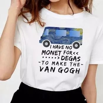 Футболка с изображением Ван Гога для женщин, футболки с принтом маслом, женская повседневная футболка L белый