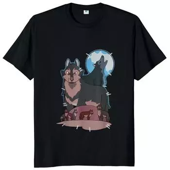 Футболка с изображением волка и совы из охотничьего домика Футболка с изображением американского фэнтезийного анимационного сериала Футболка Harajuku большого размера Мужская одежда S серый
