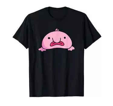 Футболка с изображением животного Blobby Bob Blobfish, символизирующая эмоциональную поддержку чёрный