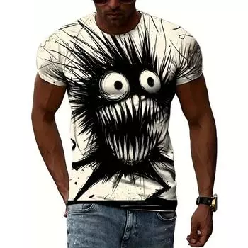 Футболка с изображением животных для мужчин, летняя футболка с коротким рукавом и принтом кота, модная уличная одежда, одежда больших размеров, повседневный пуловер с круглым вырезом S