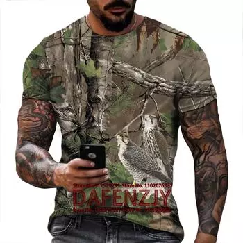 Футболка с камуфляжным принтом «Охота на животных» и принтом «Голубь» 3D, летняя футболка для отдыха для мужчин, модная уличная женская футболка с коротким рукавом S синий