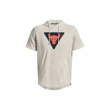 Футболка с капюшоном и короткими рукавами Under Armour Bull Print, мужские топы, белые 1378019-130 L