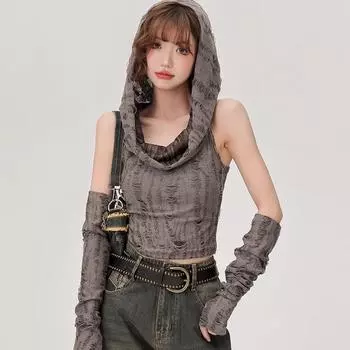 Футболка с капюшоном Sweet Hot Girl в стиле American Wasteland весна/осень L чёрный