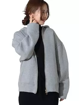 Футболка с картонной застежкой-молнией 36 64140081126 [Demilx Beams] L/S женская СВЕТЛО-СЕРАЯ