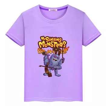 Футболка с кавайным рисунком My Singing Monsters, повседневная футболка с милым принтом и круглым вырезом, футболки из 100% хлопка, футболка высокого качества для мальчиков/девочек 100 белый