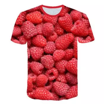 Футболка с конфетами и фруктами, детские футболки с короткими рукавами и 3D принтом, топы для мальчиков и девочек, футболка, летняя одежда 160