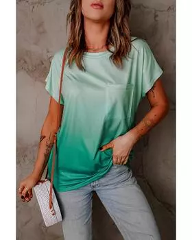Футболка с коротким рукавом Azura Exchange и карманом градиентного цвета L зелёный